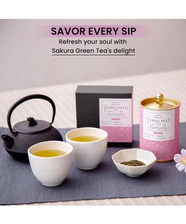 Sakura Green Tea by CHILL TEA Tokyo (100g Loose Leaf) - Cherry blossom tea Japanese Tea Loose Leaf Tea Flavoured Tea- Fruity Floral Flavour Taste of Japan 100 g - Buy Online on SooperMarket.com