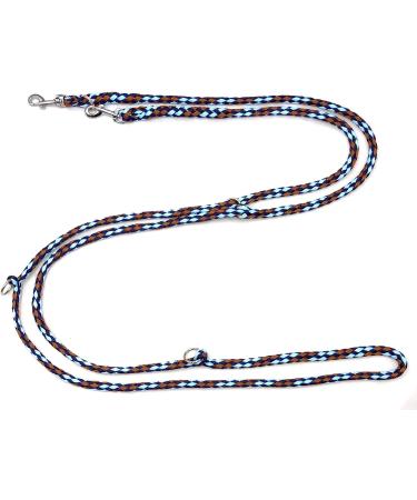 Lightweight & Durable 4-Way Adjustable Dog Leash for Small Dogs - 2.40m | Double Linen | Africa (Brown-Light Blue Marine) - Buy Online on SooperMarket.com