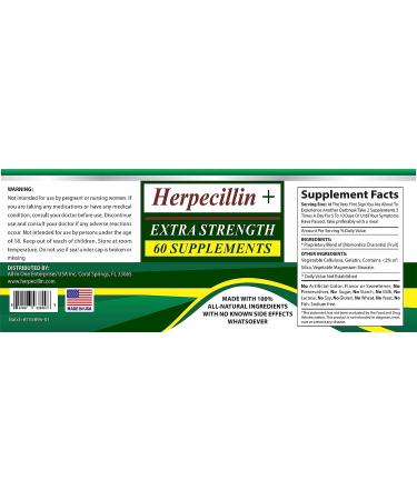 Herpecillin Plus: Immune Support for Shingles, Genital & Cold Sores - 60 Supplements - Buy Online on SooperMarket.com