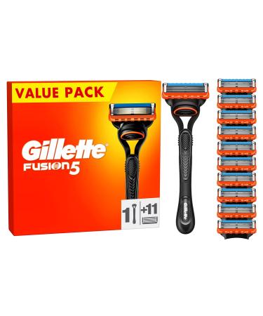 Gillette fusion5 razor for men a wet razor men + 11 replacement blades with slide strips for a thorough shave gift for men razor + 11 blades