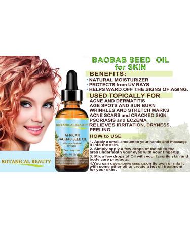 African Baobab Seed Oil 100% Pure - Cold-Pressed Carrier Oil for Skin Hair Nails | 15ml | Vitamin C Rich by Botanical Beauty - Buy Online on SooperMarket.com