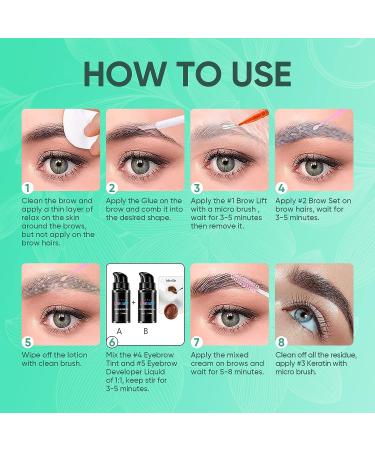 Libeauty Brow Lamination and Color Kit - DIY Eyebrow Perm & Color 2 in 1 | Voluminous Salon Quality Brow Treatment for 2 Months - Brown (10ml) - Buy Online on SooperMarket.com
