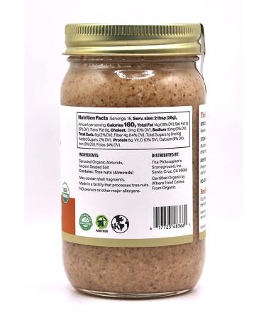 Organic Sprouted Almond Butter | Naked Crunchy by Philosopher Foods | 16 oz Jar | Ketogenic Plant-based Protein - Buy Online on SooperMarket.com