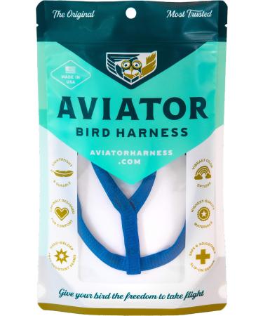 The AVIATOR Bird Harness & Leash Made in America XS Blue