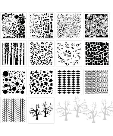 Layering Mixed Media Stencils Set - Leopard, Diamond, Spirals, Cubist, Geometric Patterns - 14 Pcs, 6x6 inch - Ideal for Painting, Walls, Canvas, DIY Crafts, Scrapbooking, Stamp Decor, Card Making - Buy Online on SooperMarket.com