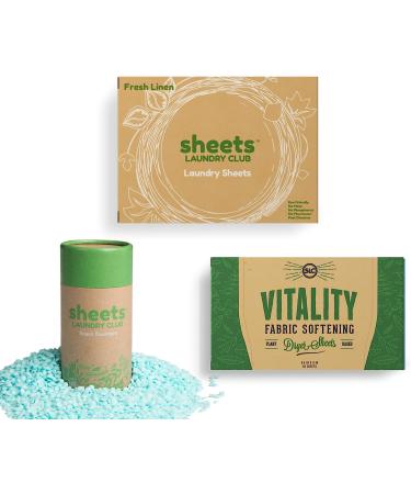 Sheets Laundry Club All In One Laundry Kit: 50 Fast Dissolving Fresh Linen Sheets, Lavender Scent Booster, Plant Based Dryer Sheets - Buy Online on SooperMarket.com
