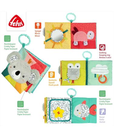 Fehn Baby Koala Fabric Book - Engaging Baby Toy with Squeak Rattles & Crinkle Paper | Soft Sensory Book for Babies 3+ Months - Buy Online on SooperMarket.com