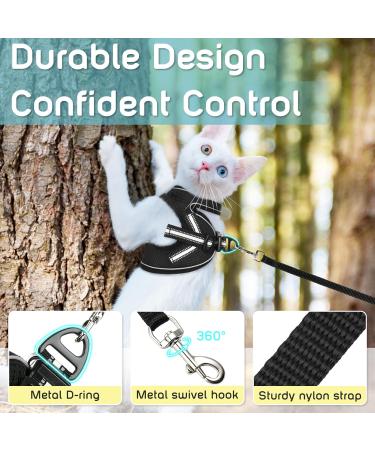 AOKCATS Escape Proof Cat Harness and Leash Set - Reflective Strips, Adjustable Comfort - Small Cat, Kitten - Black, Medium - Buy Online on SooperMarket.com