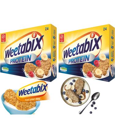 Protein Cereal Bundle with Weetabix Mini Protein Wheat Biscuits Crunch 24pk (Pack of 2) and 1 x Wishesla Portable Zipp Bag for Convenience Storage - Buy Online on SooperMarket.com