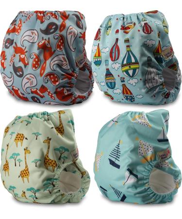 Littles and Bloomz FLV2-0402 Reusable Cloth Diaper Pack - 4 Standard Velcro Diapers for Eco-Friendly Parenting - Buy Online on SooperMarket.com
