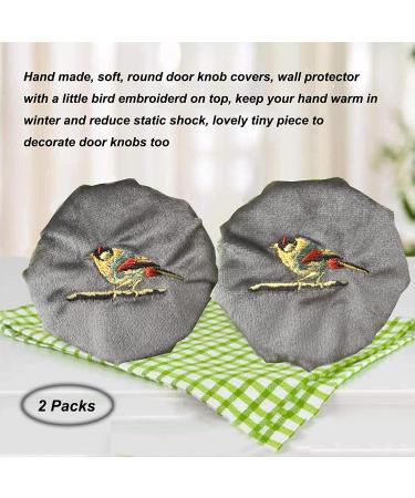PANSHA Door Knob Cover Grey with Bird Embroidered 2 PCS  Soft Velvet Wall Protector  Decorative Door Handle Cover for Summer Anti Scald and Winter Anti Freeze Hands Gray - Buy Online on SooperMarket.com