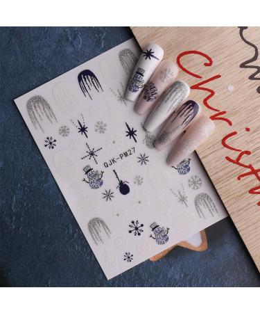 JMEOWIO Glitter Christmas Nail Stickers - 10 Sheets Snowflake Xmas Winter Holiday Deer Design Decals for Nail Art - Buy Online on SooperMarket.com