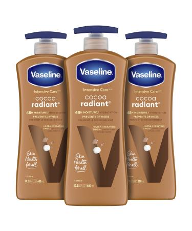 Vaseline Intensive Care Body Lotion for Dry Skin Cocoa Radiant Lotion Made with Ultra-Hydrating Lipids and Pure Cocoa Butter for a Long-Lasting, Radiant Glow 20.3 oz, Pack of 3