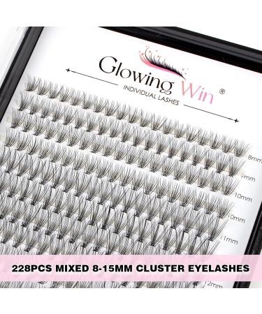 Glowing Win Single Eyelash Extensions Set - 228 PCS Cluster Lashes Kit with Bond & Applier - 0.07C 20D Individual Lashes for Stunning Looks - Buy Online on SooperMarket.com