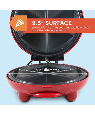 Elite Gourmet EQD413 Non-Stick Electric Quesadilla Maker 6-Wedge Easy-Slice Grilled Cheese 8 Inch Red - Buy Online on SooperMarket.com