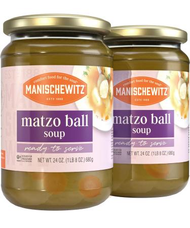 Manischewitz Matzo Ball Soup, Kosher For Passover, 24 Ounce Jar (Pack of 2, Total of 48 Oz)