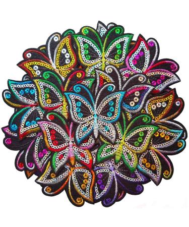 Qingxi Charm 24pcs Assorted Colors Sequin Butterfly Sew on/Iron on Embroidered Patches Clothes Hat Pants Shoes Curtain Decorating DIY Craft Embarrassment Applique Patches (Sequin Butterflies 24pcsp)