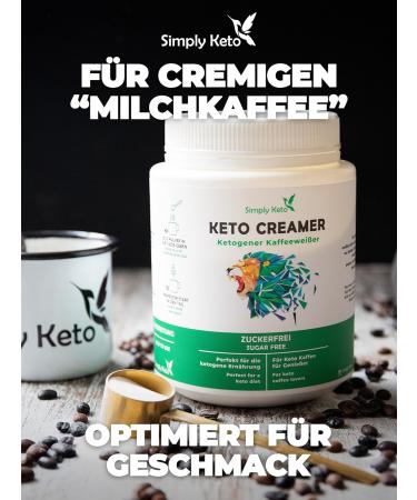 Simply Keto Creamer 450g - Sugar-Free Ketogenic Coffee Enhancer with Coconut Oil & Pasture Butter - Delicious Milk Coffee Low-Carb & High Taste - Buy Online on SooperMarket.com