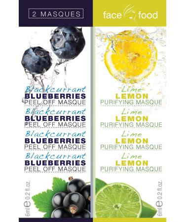 7th Heaven Face Food Blackcurrant & Blueberry Peel-Off mask 6ml and Lime & Lemon Purifying Mask 6ml Off White