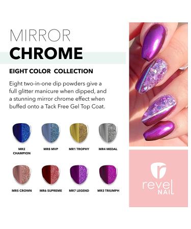 Revel Nail Chrome Glitter Dip Powder 8-Pack - Chip Resistant with Vitamin E and Calcium for DIY Manicure - Buy Online on SooperMarket.com
