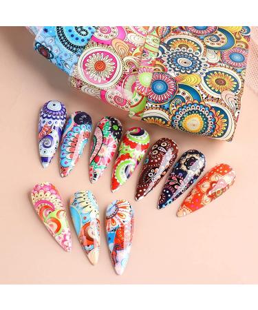 Holographic Nail Foil Transfer Stickers - Colorful Bohemian Designs for Manicure DIY - Buy Online on SooperMarket.com
