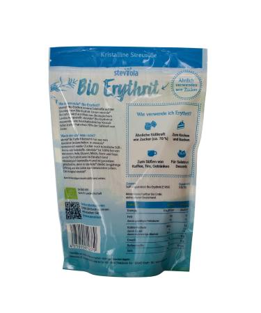Steviola Bio Erythrit White 500g - Organic Vegan Sugar-Free Sweetener for Food & Drinks - Buy Online on SooperMarket.com