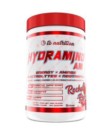 Hydramino AM - EAA + BCAA Amino Energy Powder - Essential Amino Acids with Caffeine Nootropics & Electrolytes | Focus Endless Energy Hydration & Muscle Recovery | Alpha-GPC Tyrosine Lutein Lion s Mane More | Rocket Pop 30 servings