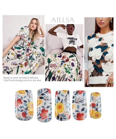 AILLSA Gel Nail Strips - Secret Garden Flower Gel Nail Polish Strips for Women 20pcs - Buy Online on SooperMarket.com