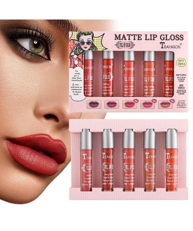 5-Piece Matt Ink Lipstick Set - Nude Tones Waterproof & Long-Lasting Gloss | 12H Non-Drying Liquid Lipstick for Makeup Lovers | 1g (Pack #01) - Buy Online on SooperMarket.com