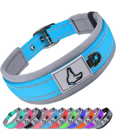Joytale dog collar softly padded neoprene collars for small dogs nylon reflective wide collar dog baby blue s (1 Pack) baby blue
