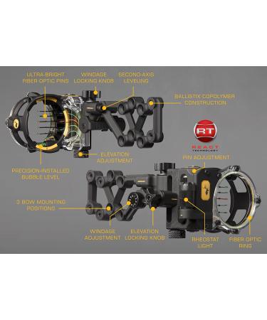 Trophy Ridge React H5 5-Pin Bow Sight - Black, Right Hand | High-Quality Archery Accessory - Buy Online on SooperMarket.com