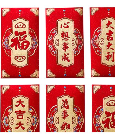 6 Pieces New Year Red Envelopes Hong Bao Traditional 2024 Dragon Year Hongbao Red Packet for Birthday Spring Festival Wedding Style G - Buy Online on SooperMarket.com