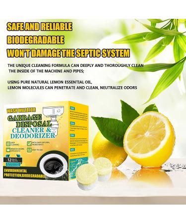 Wash Warrior Garbage Disposal Cleaner & Deodorizer Scrubbing Pack - 12pcs Lemon Scented Foaming Drain Cleaner for Kitchen Sink Care - Buy Online on SooperMarket.com