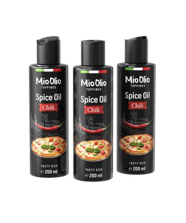 3 x Mioolio spice oil chilli oil fits pizza pasta vegetables meat etc. for cooking roasting and seasoning of all dishes without artificial flavors without palm fat