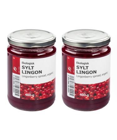Ikea SYLT LINGON Swedish Lingonberry Fruit Spread Organic - Set of 2 x 400g Jars