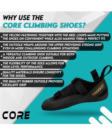 Core Lightweight Breathable Rock Climbing Shoes - Dual-Strap Closure - Non-Slip Wall Climbing Shoes 7.5 Women/6 Men - Buy Online on SooperMarket.com