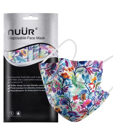 NU R 10pcs Floral 3 Ply Disposable Face Mask Mask with Filter Layer and Elastic Earloop Retail Sealed bags FLORAL-018