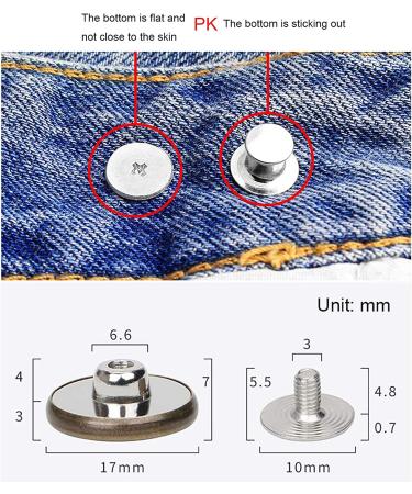 12 Pcs ICEYLI 17mm Metal Jeans Buttons Replacement Kit - No-Sew, Removable, Repair Combo - Buy Online on SooperMarket.com