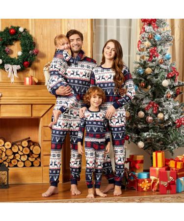 PatPat Family Christmas PJs Matching Sets - Reindeer & Snowflake Patterned Sleepwear | Xmas Pajama Set for Couples & Kids, Baby 12-18 Months, Royal Blue - Buy Online on SooperMarket.com
