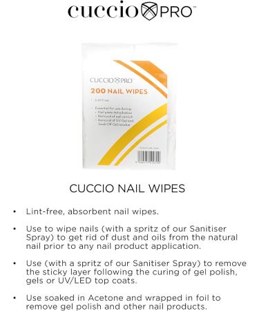 Cuccio 1 Litre Acetone and 200 Lint Free Nail Wipes Gel Removal Kit White - Buy Online on SooperMarket.com