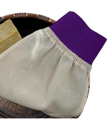 Feel Fine Turkish 100% Raw Cocoon Silk Exfoliating Glove - Purple | Body Scrub, Fake Tan Remover, Natural Glow | Bath Mitt for Men & Women - Buy Online on SooperMarket.com