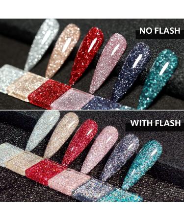 GAOY Reflective Glitter Gel Nail Polish Set - 6 Colors Including Pink, Red, Silver Holographic | UV LED Soak Off, DIY Manicure Kit for Home & Salon Varnish | Pop Reflective Shine - Buy Online on SooperMarket.com