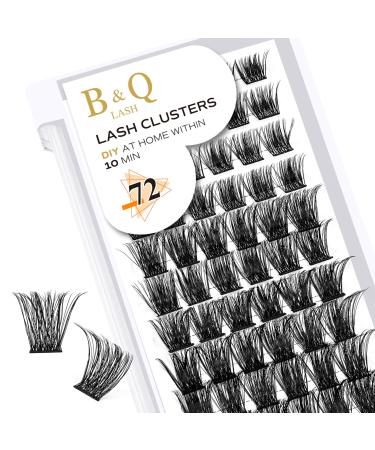 Cluster Lashes D Curl 14mm 72 Clusters B&Q Lash Clusters Individual Lashes Volume Eyelash Clusters DIY Lash Extensions Soft Wispy Cluster Eyelash Extensions DIY at Home (B19 D-14mm) D-14 mm B 19