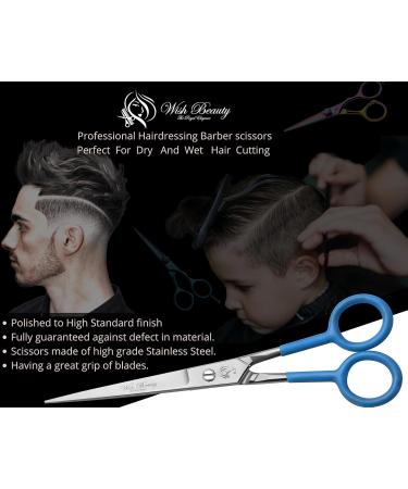 Professional Hairdressing Scissors Hair Cutting Scissors Shears for Barber Salon Home - with Antibacterial Comfort Rubber Grip 100% Stainless Steel (Blue) - Buy Online on SooperMarket.com