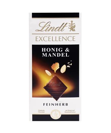 Lindt Excellence honey & almond - Feinherbe chocolate |100 g Tafel |With honey and almond pieces |Intensive cocoa taste |Dark chocolate |Chocolate gift honey+almond version 2023