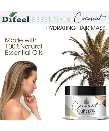 Difeel Essentials Hydrating Coconut Hair Mask 8 oz | Deep Moisturizer for Dry Hair Reduces Frizz 100% Natural Oils - International Shipping Available - Buy Online on SooperMarket.com