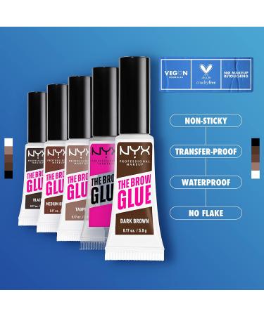 NYX Professional Makeup Eyebrow Gel - Dark Brown Brow Glue for Lifting Effect & Laminated Look | Instant Styler - Buy Online on SooperMarket.com