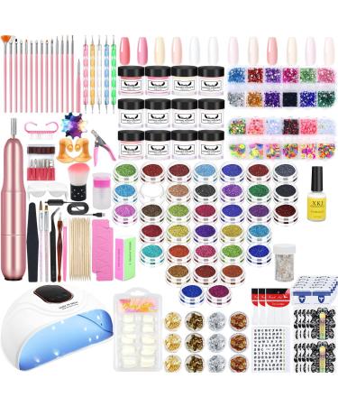Milai Dipping Powder Nails Set with 72W UV/LED Nail Lamp & Nail cutter acrylic nail set starter set 12 colors Dipping Powder 22PCs nail brush nail design nail art gifts for 3D nail art decoration multi -colored