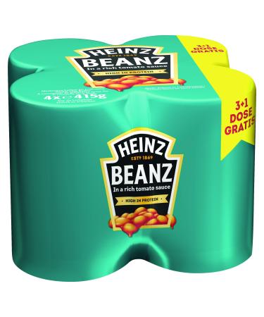 Heinz Baked Beanz 3 plus 1 can free pack of 3 (3 x 415 g) 311.25 g (pack of 4)