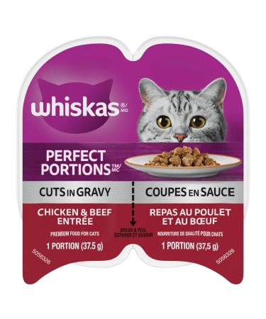 WHISKAS Perfect Portions Wet Cat Food Cuts in Gravy - Chicken & Beef Entr e 75g (24 Pack) Cuts in Gravy Chicken & Beef Entr e 75 g (Pack of 24)